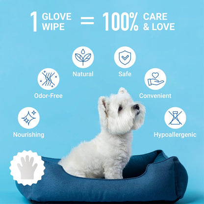 Cleaning Wipes Gloves for Dog and Cat,Pet Bathing Wipes Cleaning & Deodorizing,Dog Wipes for Body Paws Butt Daily Care,Cat Groom