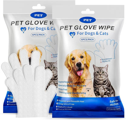 Cleaning Wipes Gloves for Dog and Cat,Pet Bathing Wipes Cleaning & Deodorizing,Dog Wipes for Body Paws Butt Daily Care,Cat Groom