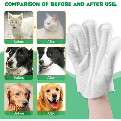 Cleaning Wipes Gloves for Dog and Cat,Pet Bathing Wipes Cleaning & Deodorizing,Dog Wipes for Body Paws Butt Daily Care,Cat Groom